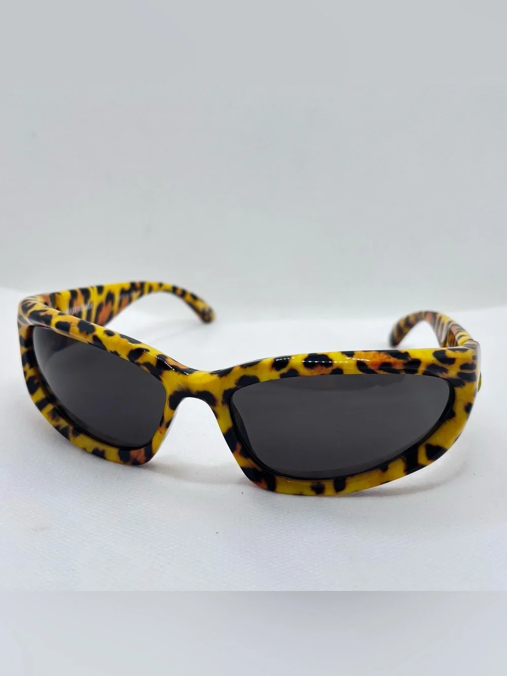 Balenciaga Yellow Leopard Print Cat-Eye Sunglasses